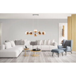 Luminosa Lighting Luminosa Pilar Bar Pendant Ceiling Light Nickel Matt Amber Glass Shade 8X E27 - thumbnail 2
