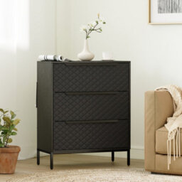 Homcom Chest Of Drawers, 3 Fabric Drawer Dresser, Aluminium Handles, Black