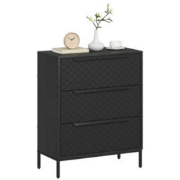 Homcom Chest Of Drawers, 3 Fabric Drawer Dresser, Aluminium Handles, Black - thumbnail 2