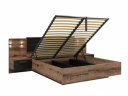 Impact Furniture King Size Bedroom Furniture Set Luxury Ottoman Storage Bed Sliding Wardrobe Bedsides Oak Black Usb Charger Led Light Kassel - thumbnail 2