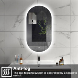 Sline Oval Bathroom Led Mirror 600X800mm With Demister Pad,dimmable White Lights,touch Control,memory Function,ip44 Rated - thumbnail 4