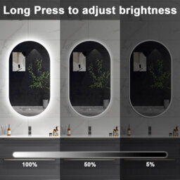 Sline Oval Bathroom Led Mirror 600X800mm With Demister Pad,dimmable White Lights,touch Control,memory Function,ip44 Rated - thumbnail 3