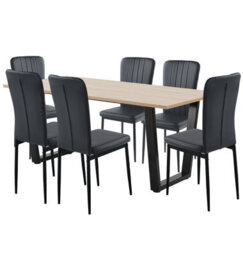 Hallowood Furniture Dudley 180Cm Dining Table Set With 6 Black Faux Leather High Back Chairs - thumbnail 8