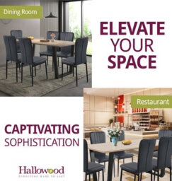 Hallowood Furniture Dudley 180Cm Dining Table Set With 6 Black Faux Leather High Back Chairs - thumbnail 6