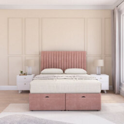 Sloomy Manhattan End Lift Ottoman Bed 6Ft With Sprung Memory Mattress - Pink Plush & Headboard- Super King - thumbnail 3