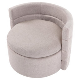 Beliani Swivel Armchair Randers With Storage Fabric Beige - thumbnail 6