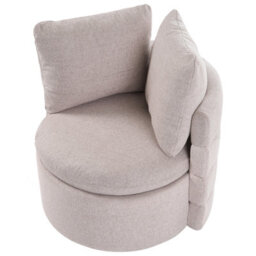 Beliani Swivel Armchair Randers With Storage Fabric Beige - thumbnail 5