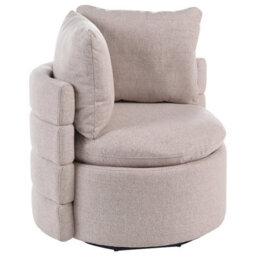 Beliani Swivel Armchair Randers With Storage Fabric Beige - thumbnail 1
