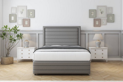"Comfort Anna Pewter Dumfries Divan Bed Set 2 Drawers Foot-End - 54"" Floor Standing & 12"" Footboard 4' Small Double" - image 1
