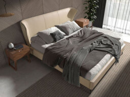 Angel Cerda Stylish Cream Leatherette Bed With Modern Design - thumbnail 2