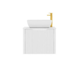 Royal Bathrooms Avenza 600mm Matt White Wall Hung Bathroom Countertop Vanity Unit 1 Drawer With Elva Basin - thumbnail 6