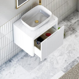 Royal Bathrooms Avenza 600mm Matt White Wall Hung Bathroom Countertop Vanity Unit 1 Drawer With Elva Basin - thumbnail 5