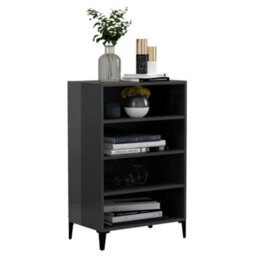 Berkfield Sturdy Sideboard High Gloss Grey 57X35X90 Cm Engineered Wood - thumbnail 3