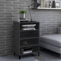 Berkfield Sturdy Sideboard High Gloss Grey 57X35X90 Cm Engineered Wood - thumbnail 2