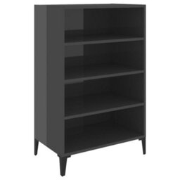 Berkfield Sturdy Sideboard High Gloss Grey 57X35X90 Cm Engineered Wood - thumbnail 1