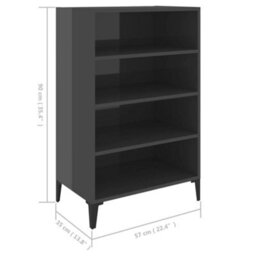 Berkfield Sturdy Sideboard High Gloss Grey 57X35X90 Cm Engineered Wood - thumbnail 6