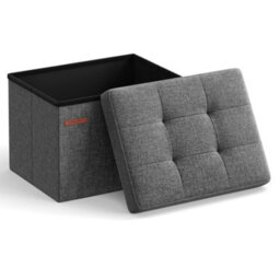 LEDREM Storage Ottoman, Foldable Small Ottoman Foot Rest, 31 X 41 Cm Foot Stool, Ottoman With Storage, Load Up To 130 Kg - thumbnail 3
