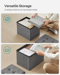 LEDREM Storage Ottoman, Foldable Small Ottoman Foot Rest, 31 X 41 Cm Foot Stool, Ottoman With Storage, Load Up To 130 Kg - thumbnail 5