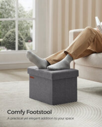 LEDREM Storage Ottoman, Foldable Small Ottoman Foot Rest, 31 X 41 Cm Foot Stool, Ottoman With Storage, Load Up To 130 Kg - thumbnail 1