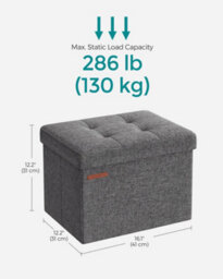 LEDREM Storage Ottoman, Foldable Small Ottoman Foot Rest, 31 X 41 Cm Foot Stool, Ottoman With Storage, Load Up To 130 Kg - thumbnail 8