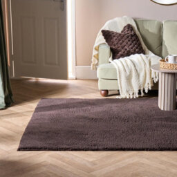 Ohs Fluffy Teddy Rug Soft Floor Carpet Non Slip Area Mat, Brown - 120 X 170Cm - thumbnail 1