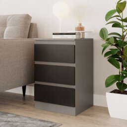 Urbn-Living Urbnliving 62Cm Height 3 Drawers Modern Chest Of Drawers Bedside Table For Living Room Office Hallway Grey & Black - thumbnail 1
