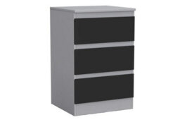 Urbn-Living Urbnliving 62Cm Height 3 Drawers Modern Chest Of Drawers Bedside Table For Living Room Office Hallway Grey & Black - thumbnail 2