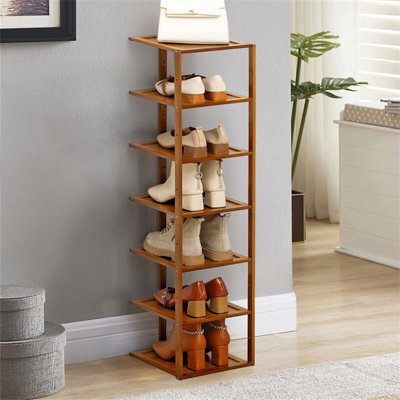 Darphe 7 Tier Natural Bamboo Vertical Shoe Rack For Entryway Hallway - image 1