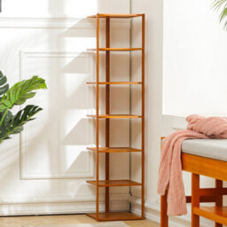 Darphe 7 Tier Natural Bamboo Vertical Shoe Rack For Entryway Hallway - thumbnail 3