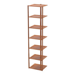 Darphe 7 Tier Natural Bamboo Vertical Shoe Rack For Entryway Hallway - thumbnail 5
