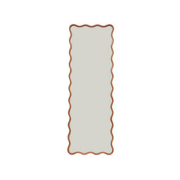Sweeek - Organic Floor Mirror With Steel Base And Rubberwood Walnut Coloured 172Cm - Cauline - thumbnail 1
