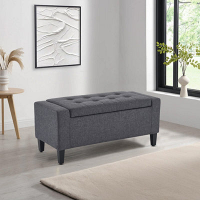 Home Republic Linen Storage Bench - Two Seater Charcoal - image 1
