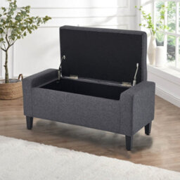 Home Republic Linen Storage Bench - Two Seater Charcoal - thumbnail 2