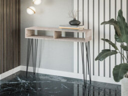 Impact Furniture Console Table Hallway Slim Desk Industrial Hairpin Metal Legs Grey Oak Effect Mr - thumbnail 7