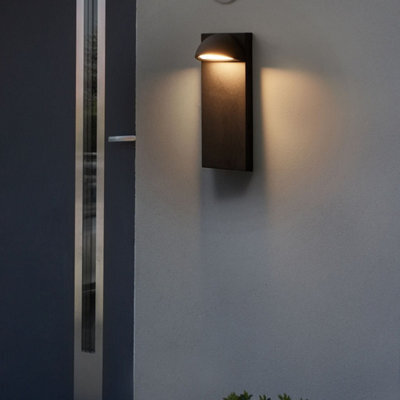 Beliani Outdoor Led Wall Light Matte Black Ip44 Iron And Glass Modern 12W Equivalent Warm White W12 X D9 X H28Cm - image 1