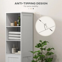Freestanding Bathroom Tall Cabinet With Adjustable Shelf, White - thumbnail 4