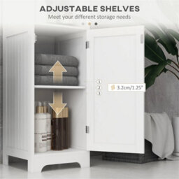 Freestanding Bathroom Tall Cabinet With Adjustable Shelf, White - thumbnail 6