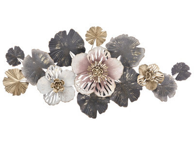 Wyld And Coco Multicolour Iron Floral Leaf Wall Sculpture W127 X D6 X H60Cm - image 1
