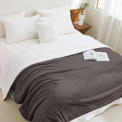 Casabella Sherpa Fleece Blanket - King Size, Grey, 200X240Cm - image 1