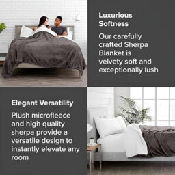Casabella Sherpa Fleece Blanket - King Size, Grey, 200X240Cm - thumbnail 5
