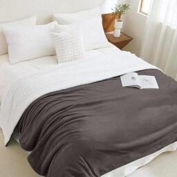 Casabella Sherpa Fleece Blanket - King Size, Grey, 200X240Cm - thumbnail 1