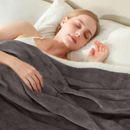 Casabella Sherpa Fleece Blanket - King Size, Grey, 200X240Cm - thumbnail 2