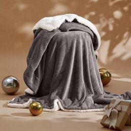 Casabella Sherpa Fleece Blanket - King Size, Grey, 200X240Cm - thumbnail 3