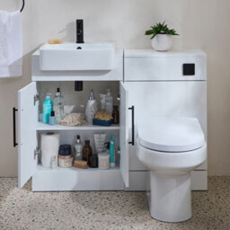 Homestylestore 1050mm White Bathroom Combination Vanity Wc Unit With Toilet And Black Bar Handle - thumbnail 1