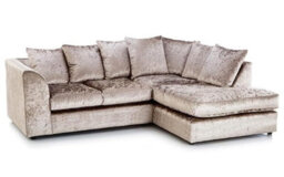 Crystal Mink & Black Crushed Velvet 4 Seater L Shaped Corner Sofa Scatter Back Right Hand Facing - thumbnail 3