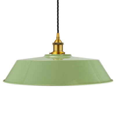 Mint Green Large Chancery Painted Dome Pendant Light With Antique Gold Lamp Holder And Black Twisted Cable - Se Home - image 1