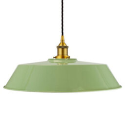 Mint Green Large Chancery Painted Dome Pendant Light With Antique Gold Lamp Holder And Black Twisted Cable - Se Home - thumbnail 1