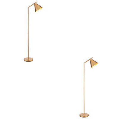 Loops Set Of 2 Adjustable 1580mm Tall Floor Lamps In Warm Antique Brass With Led Compatibility - image 1