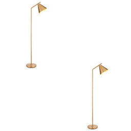 Loops Set Of 2 Adjustable 1580mm Tall Floor Lamps In Warm Antique Brass With Led Compatibility