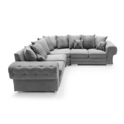 Abakus Direct Verona Corner Sofa In Light Grey Linen Fabric - thumbnail 5